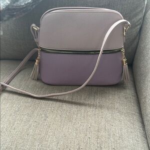 Two-Tone Crossbody Bag - Pink and Purple